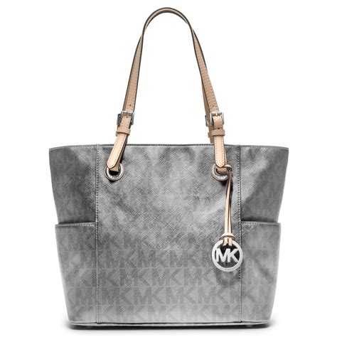 michael kors double hangle purse with signature|Michael Kors signature tote gray.